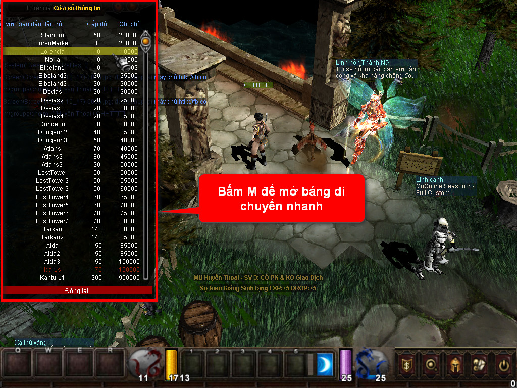 Chức năng chính của Game MU Thần Tốc