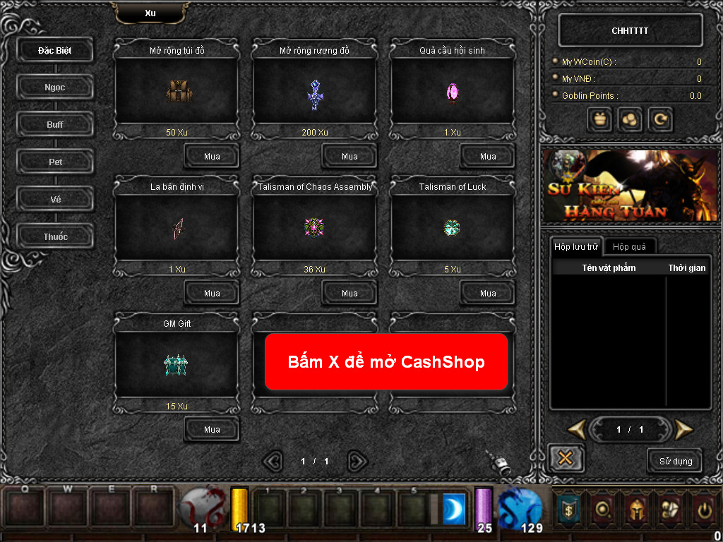 Chức năng chính của Game MU Thần Tốc